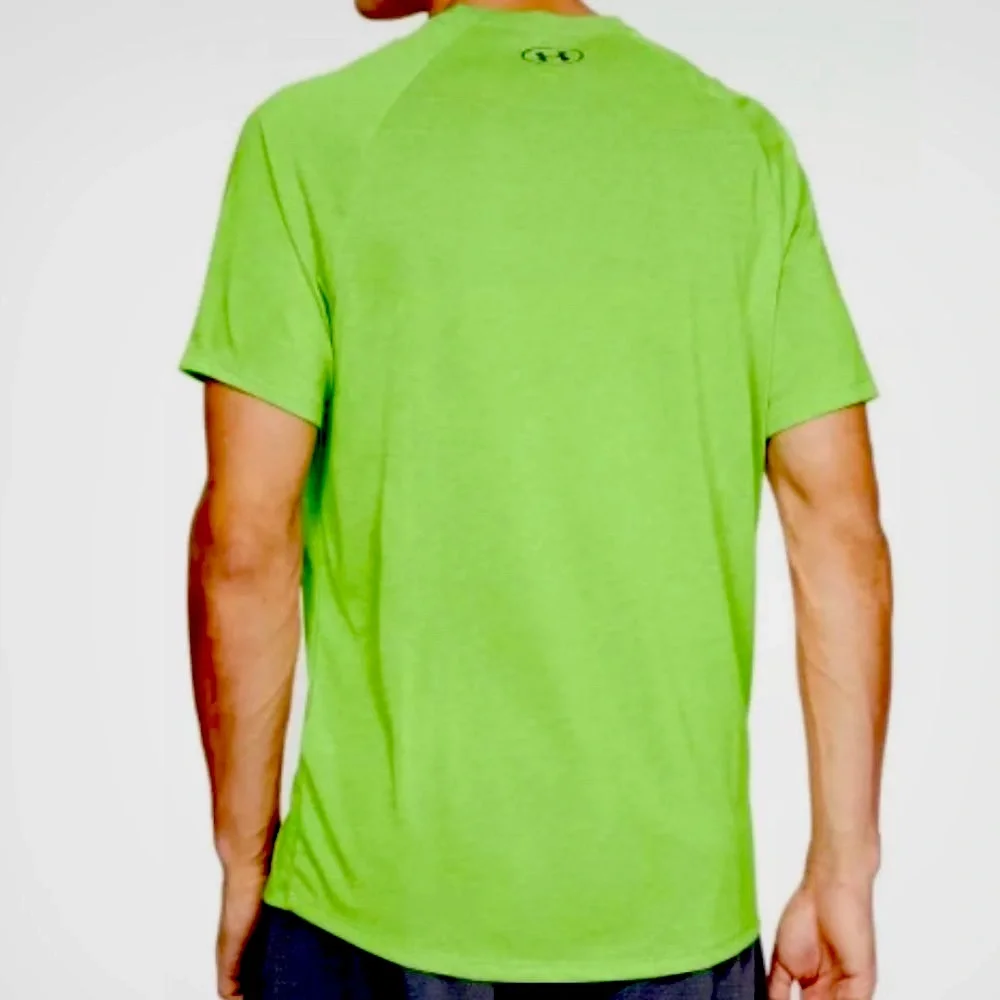 Under Armour Heat Gear Loose Heatgear Short Sleeve T Shirt Neon Green Mens Large - Picture 2 of 11